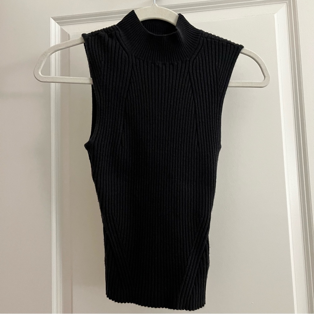 PAIGE Black Ribbed Tank Top